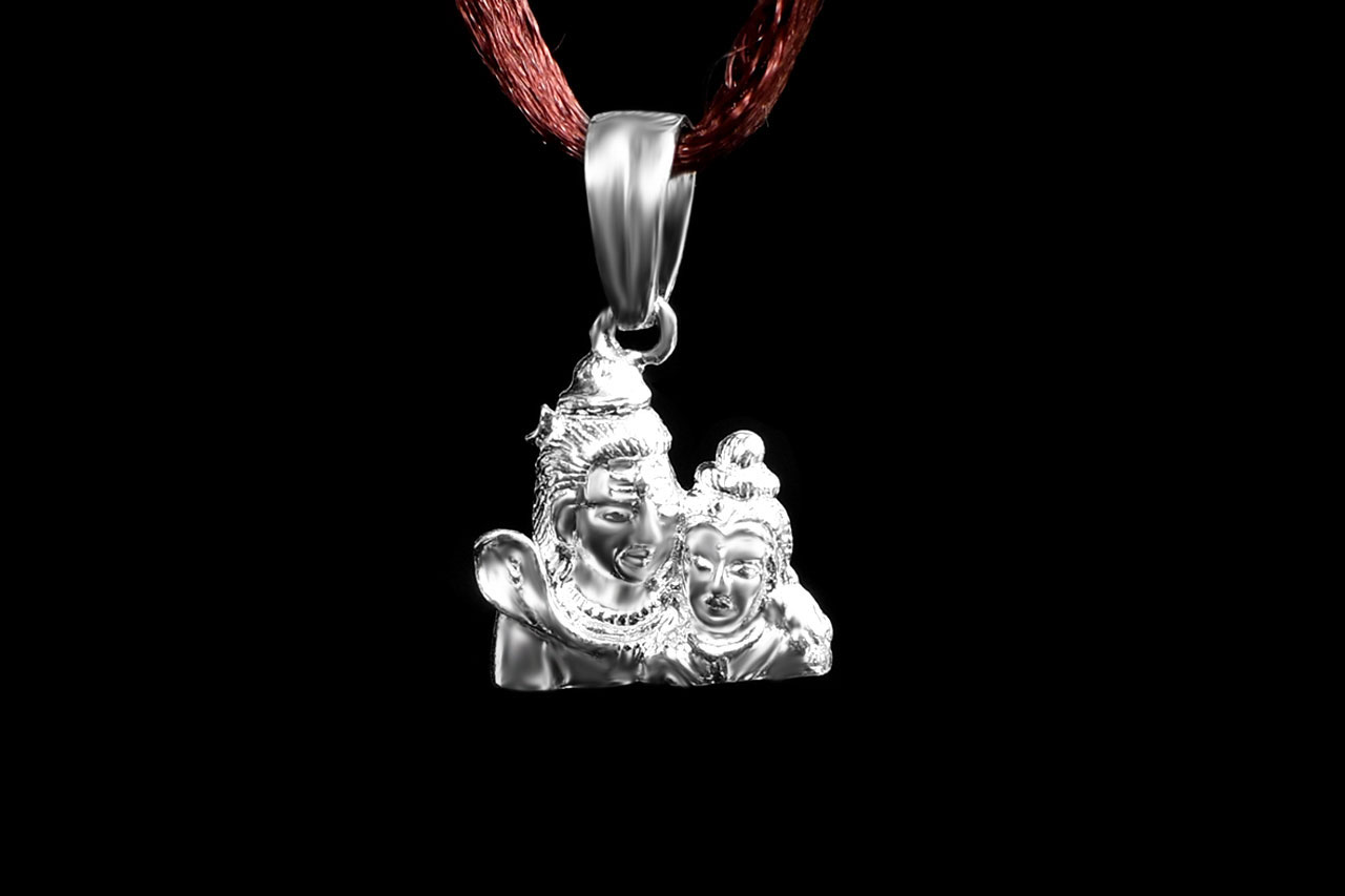 Shiva Parvati Locket in Pure Silver - 1