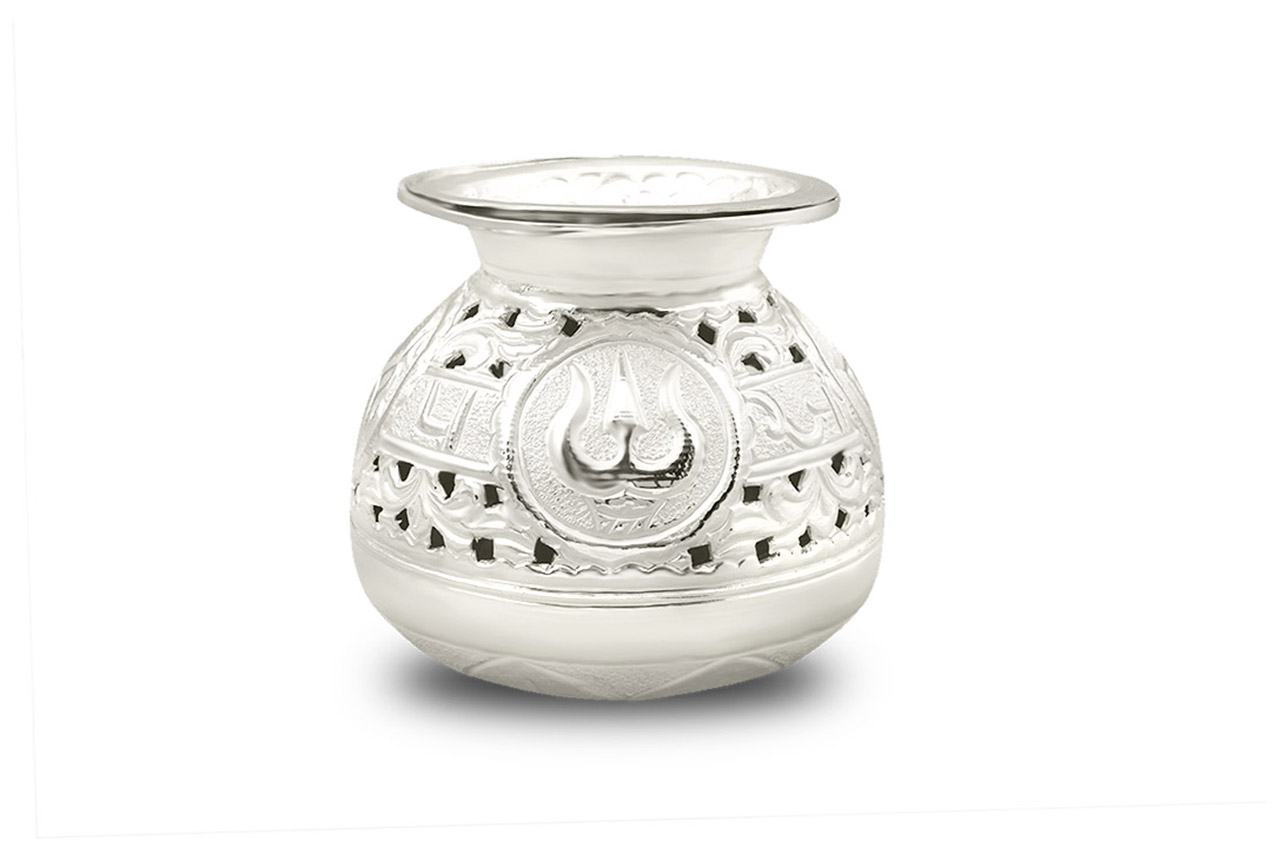 Navratri Kalash Akhand Jyoth Lamp in Pure Silver