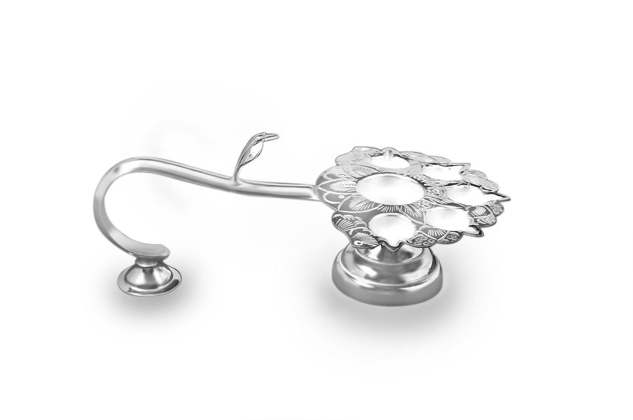 Paanch Aarti oil lamp in pure silver-Small