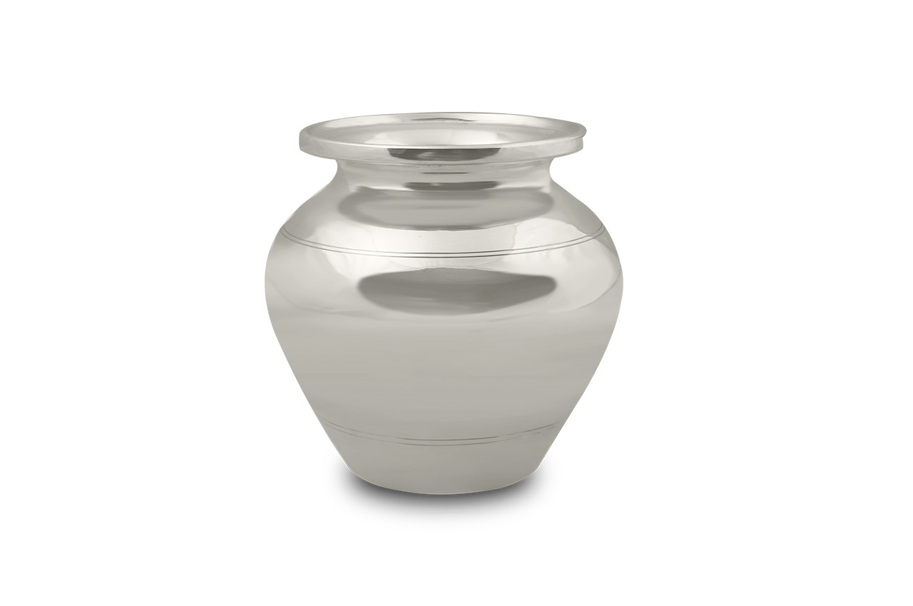 Puja Kalash in pure silver-Plain design