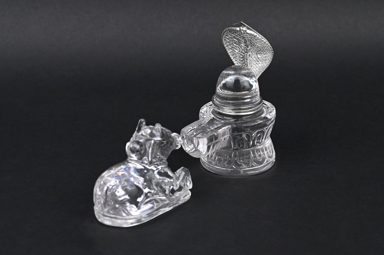 Sphatik Shivaling with snake and Nandi - 508 gms