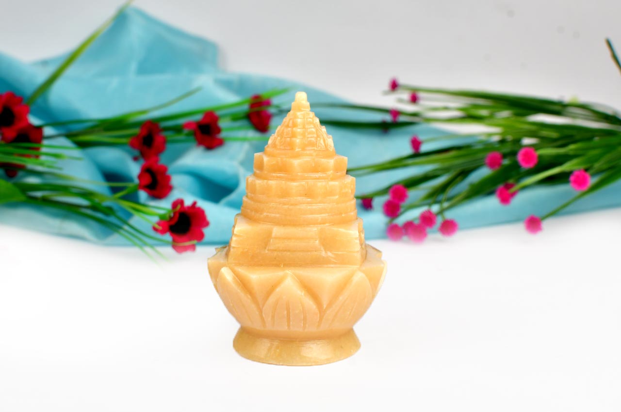 Ivory Yellow Jade Shree Yantra on Lotus-237 gms-1