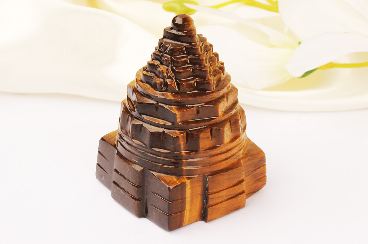 Shree Yantra in Tiger Eye Stone-147 gms