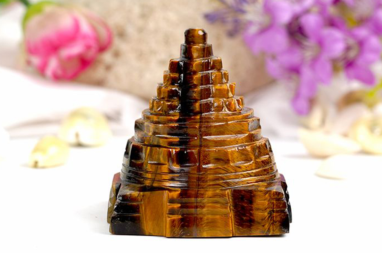 Shree Yantra in Tiger Eye Stone-130 gms