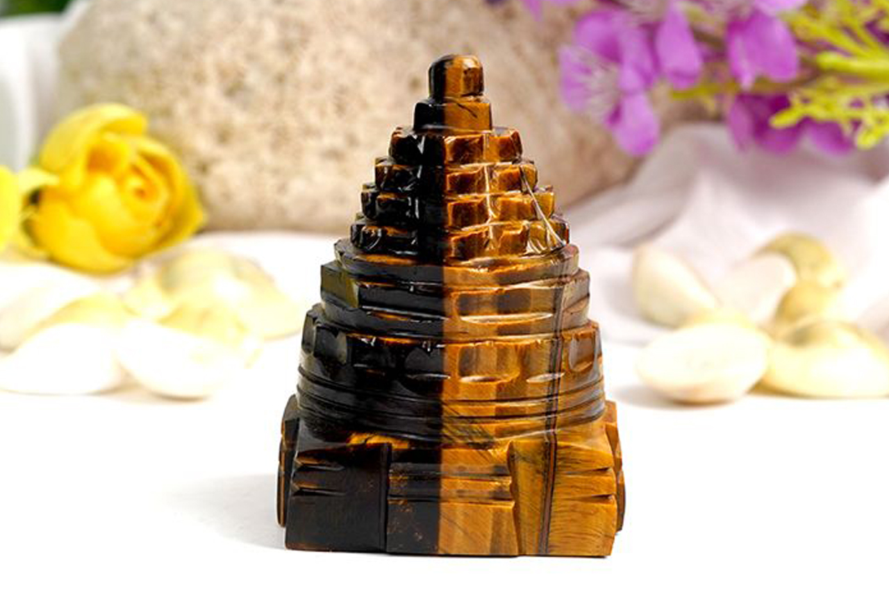 Shree Yantra in Tiger Eye Stone-134 gms -I