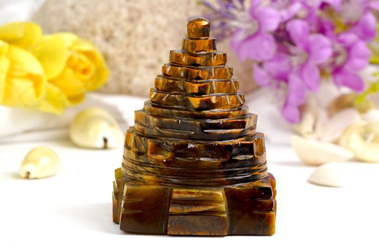 Shree Yantra in Tiger Eye Stone-140 gms