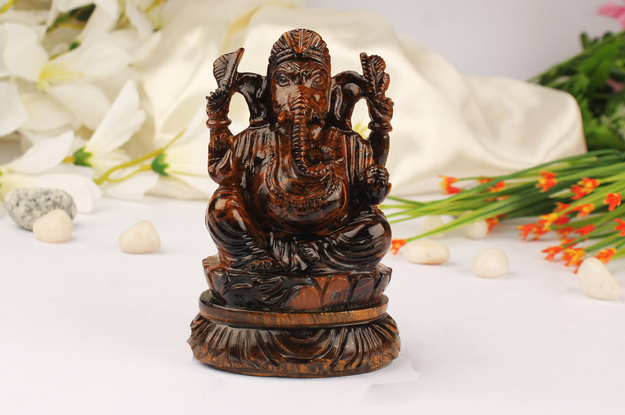 Tiger Eye Ganesha - 353 gm