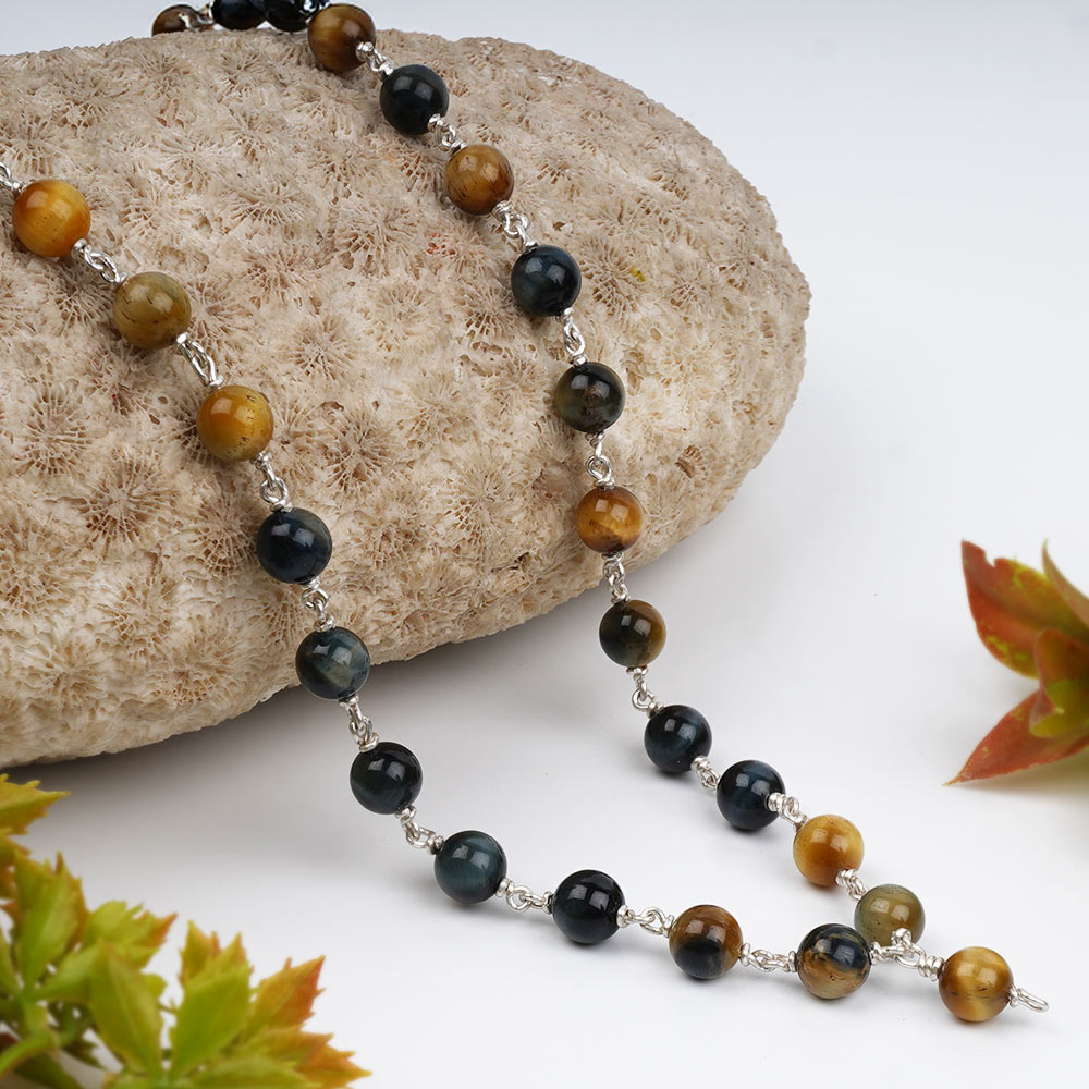 Black Cat's Eye 925 Silver Wire Mala