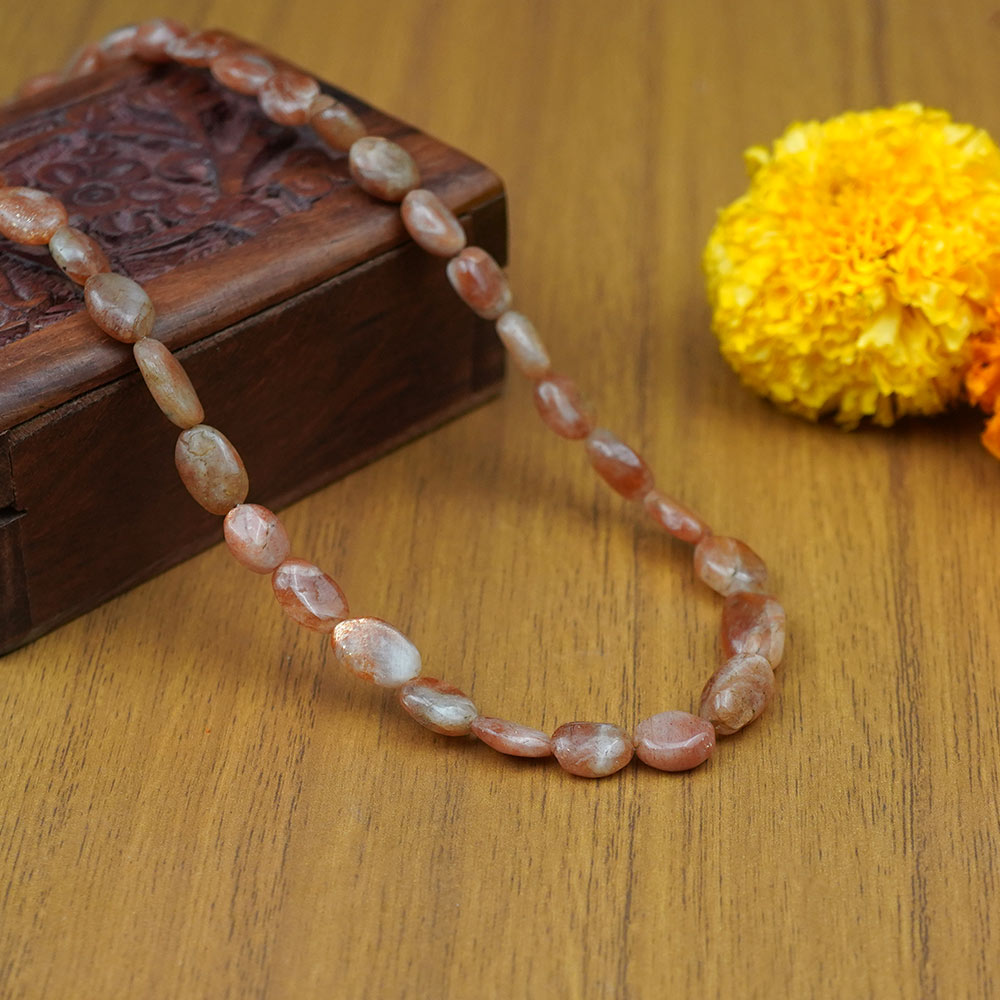 Sunstone Oval Beads Necklace