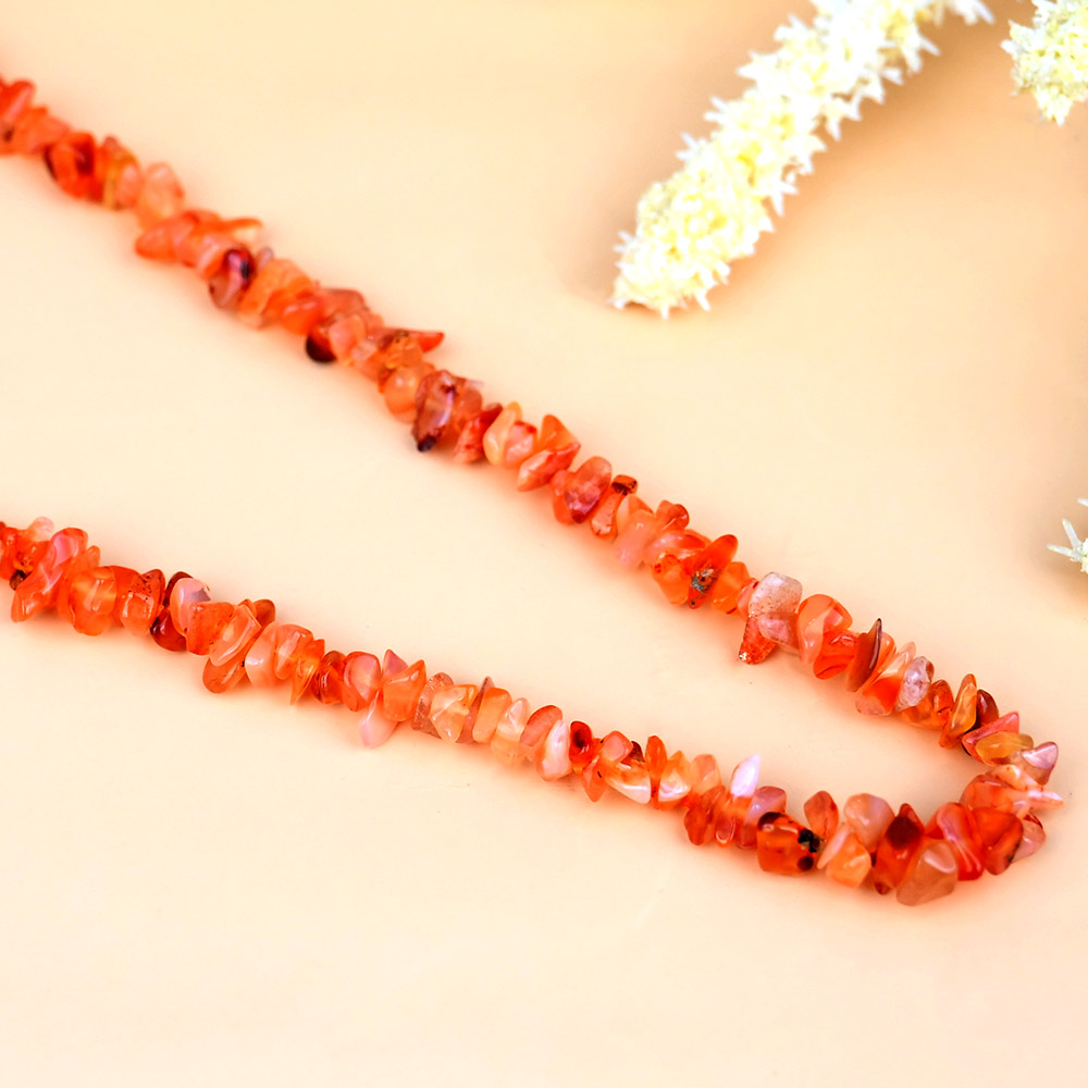 Natural Carnelian Uncut Beads Necklace