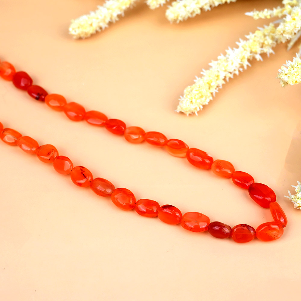 Carnelian Oval Beads Necklace