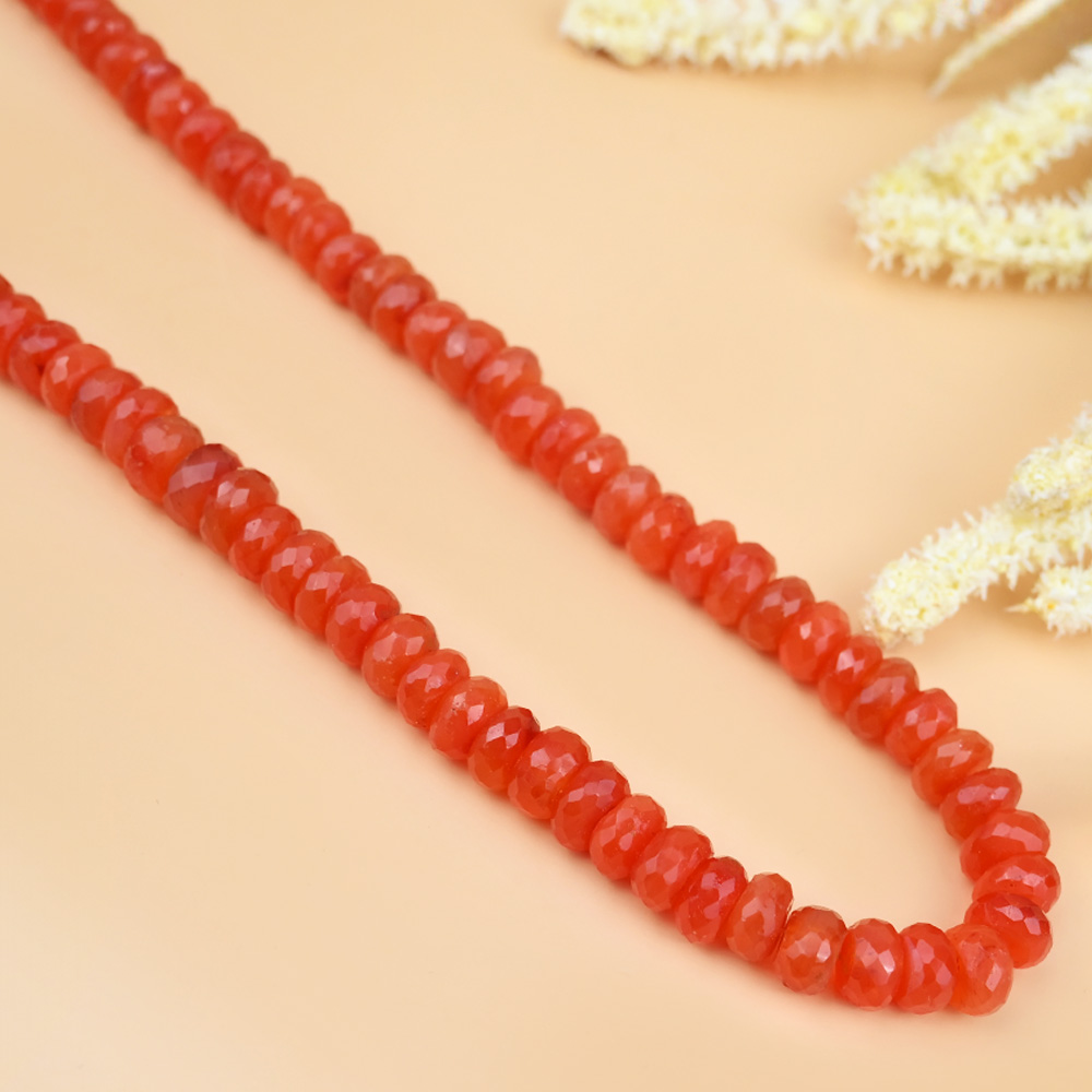 Carnelian Faceted Elliptical Beads Necklace