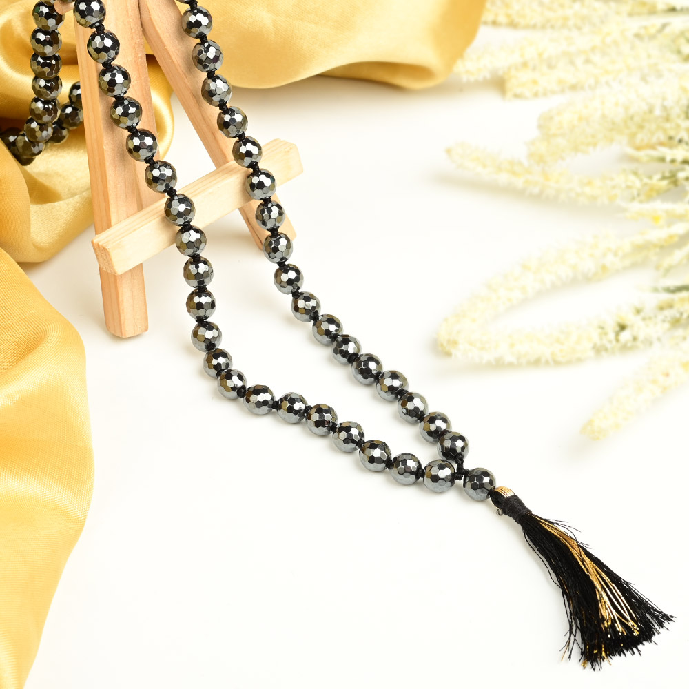 Natural Hematite Faceted Beads Mala