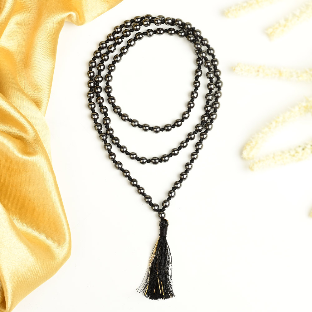 Natural Hematite Beads Mala - 5 mm