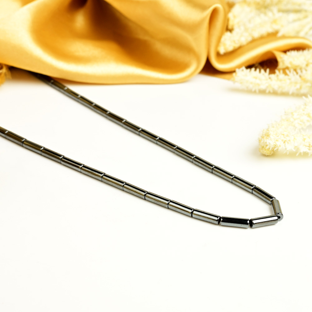 Hematite Pipe Shape Beads Necklace