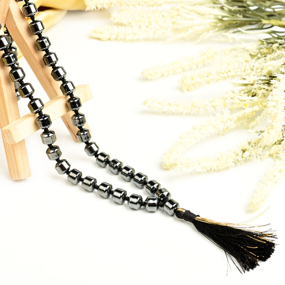 Hematite Cylindrical Beads Mala