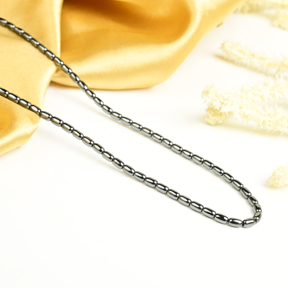 Hematite Drum Shape Beads Necklace