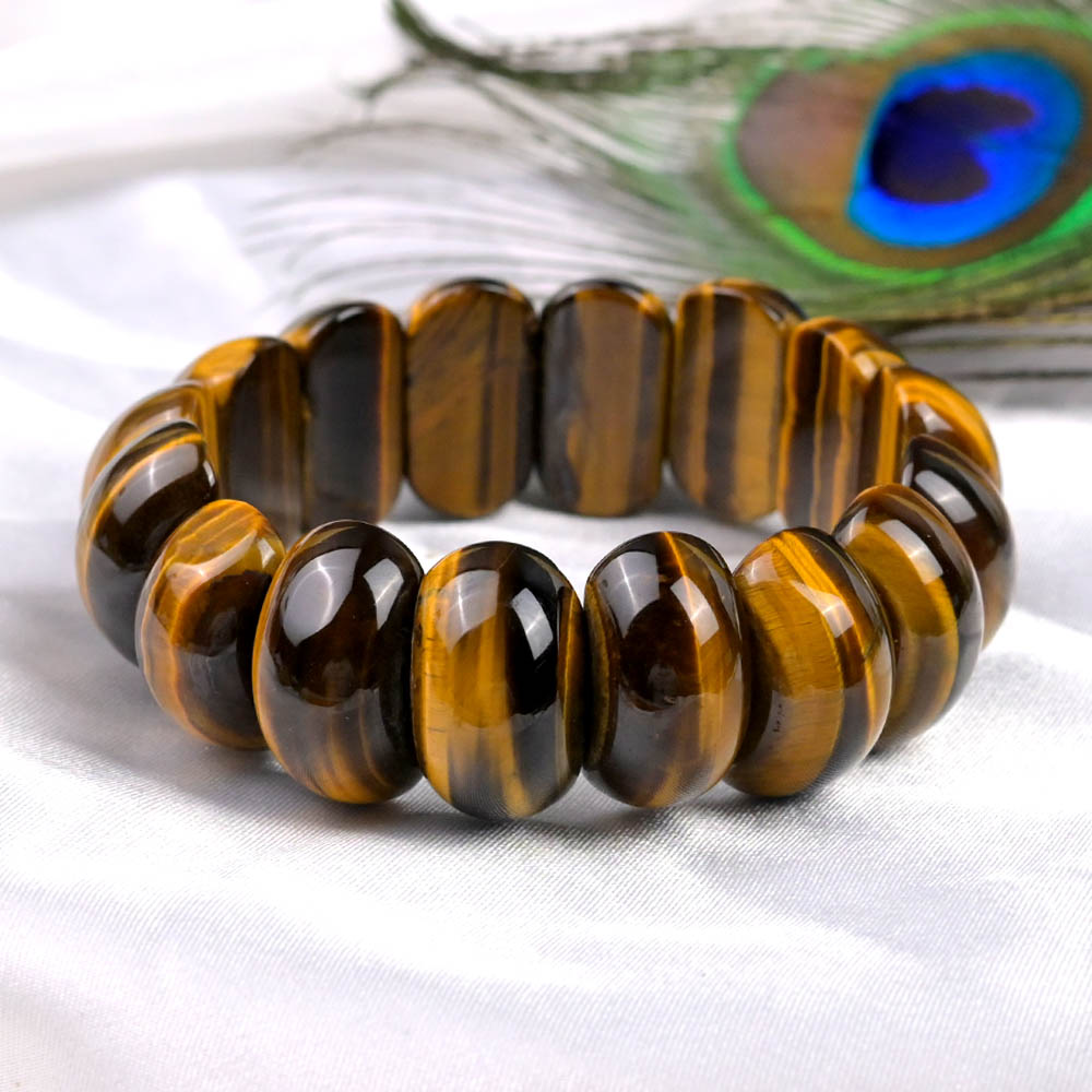 Tiger Eye Half Round Beads Bracelet