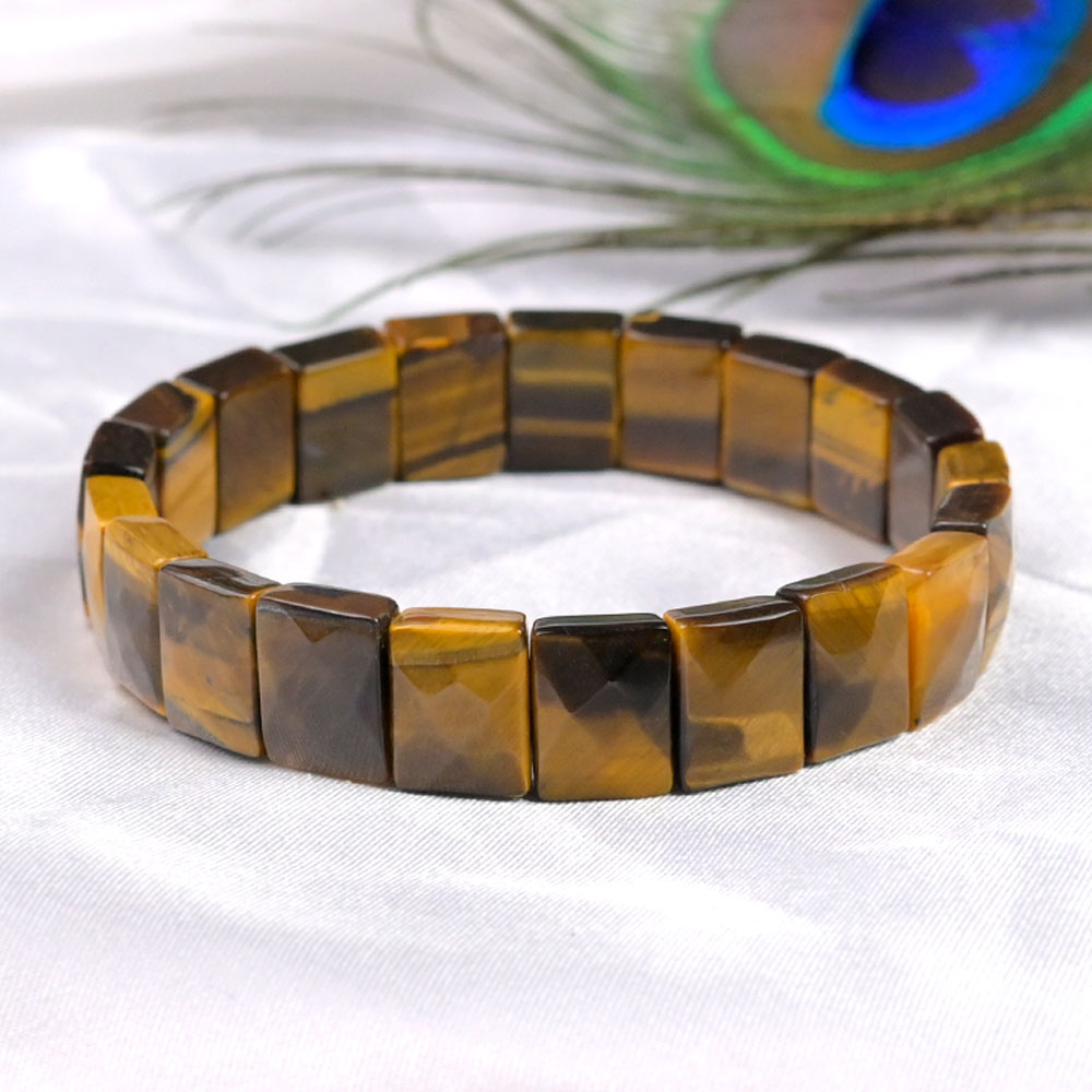 Tiger Eye Square Faceted Beads Bracelet