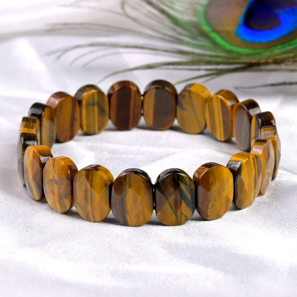Tiger Eye Oval Faceted Beads Bracelet