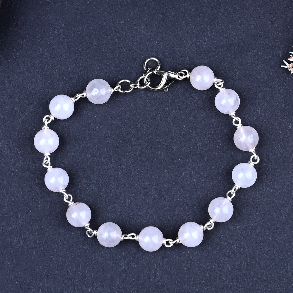 Rose Quartz German Silver Wire Bracelet - 8mm