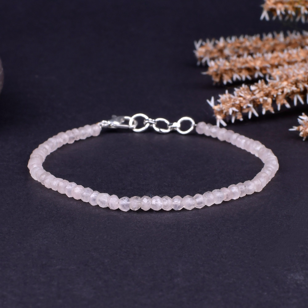 Rose Quartz Faceted Button Beads Bracelet