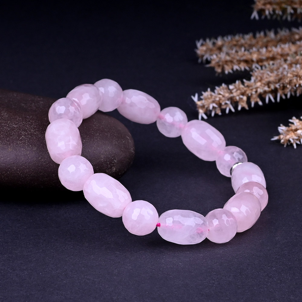 Rose Quartz Crystal Faceted Beads Bracelet