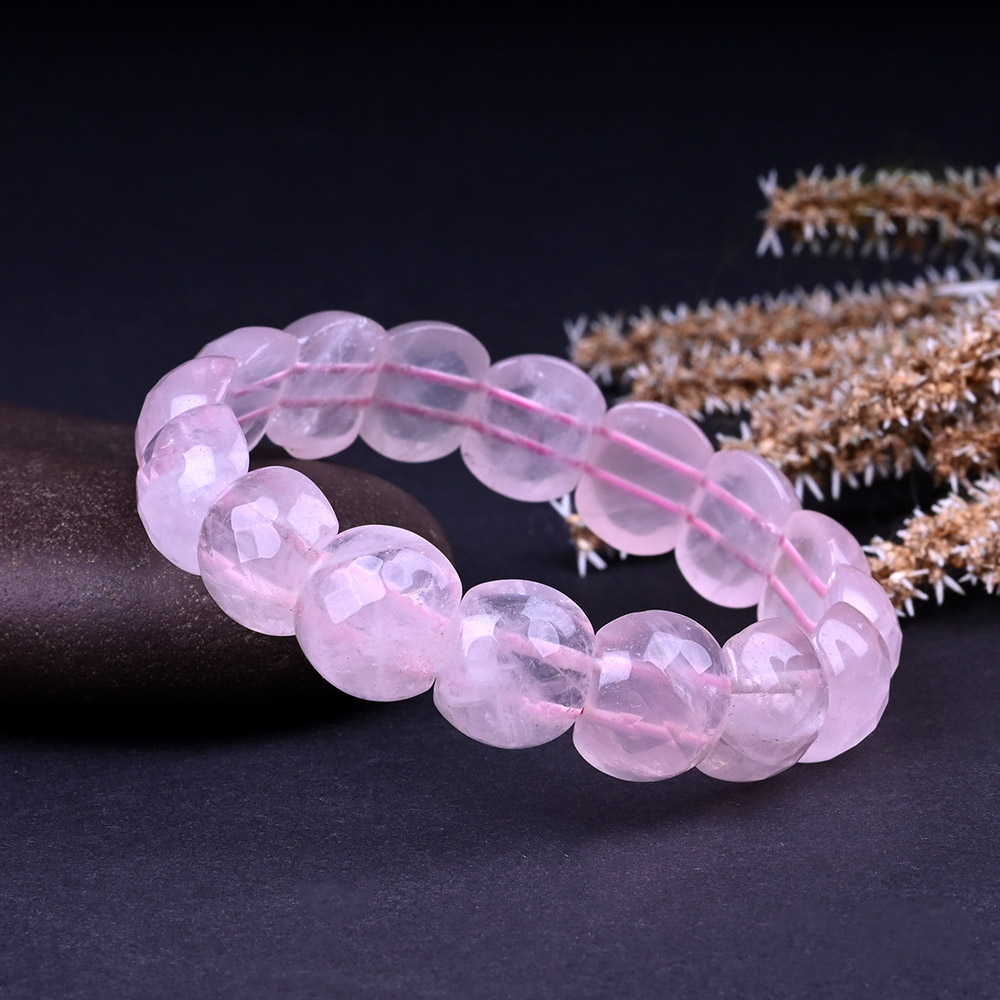 Rose Quartz Faceted Beads Designer Bracelet