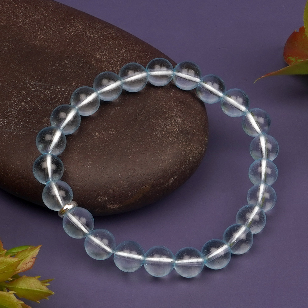 Natural Blue Topaz Bracelet - 8 mm