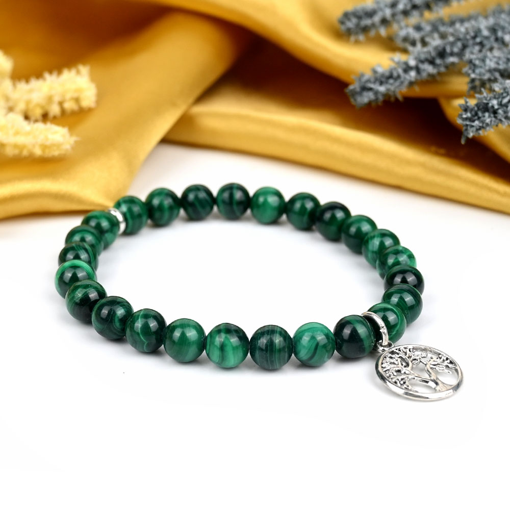 Malachite Tree of Life Trinklet Bracelet - 8 mm