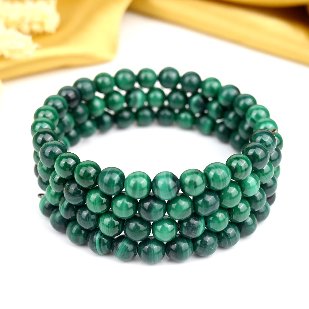 Malachite Spiral Stack Bracelet - 6 mm