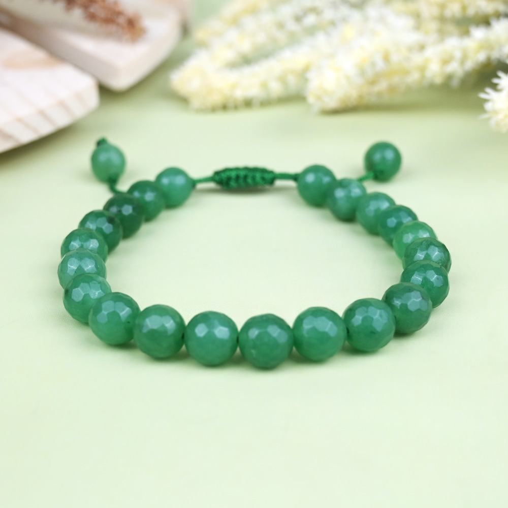 Green Aventurine Faceted Beads Adjustable Thread Bracelet
