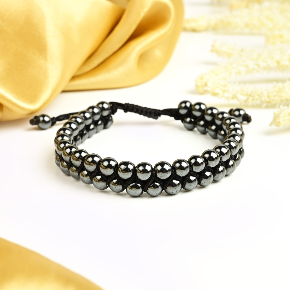 Hematite Beads Double Layer Adjustable Bracelet