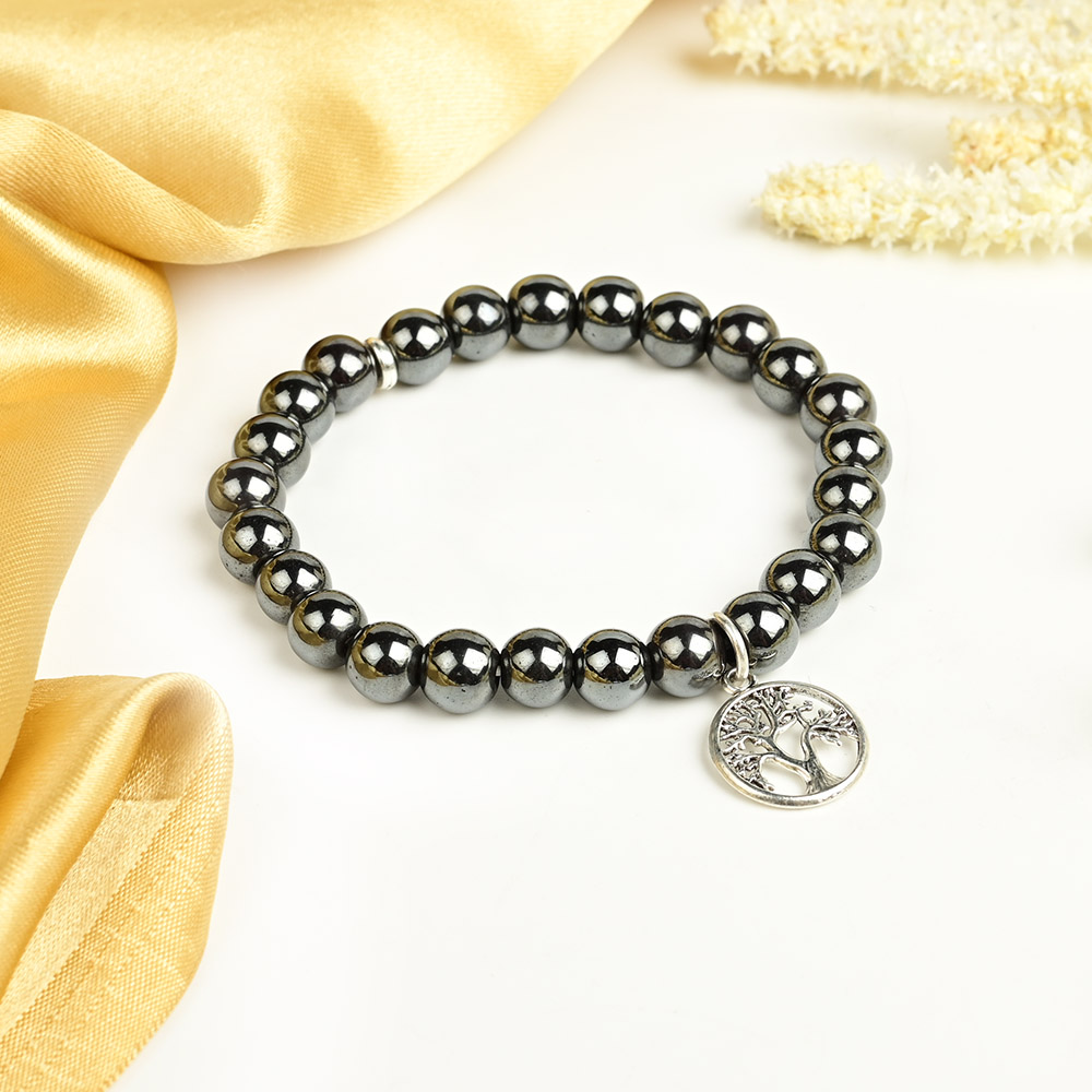 Hematite Beads Tree of Life Bracelet
