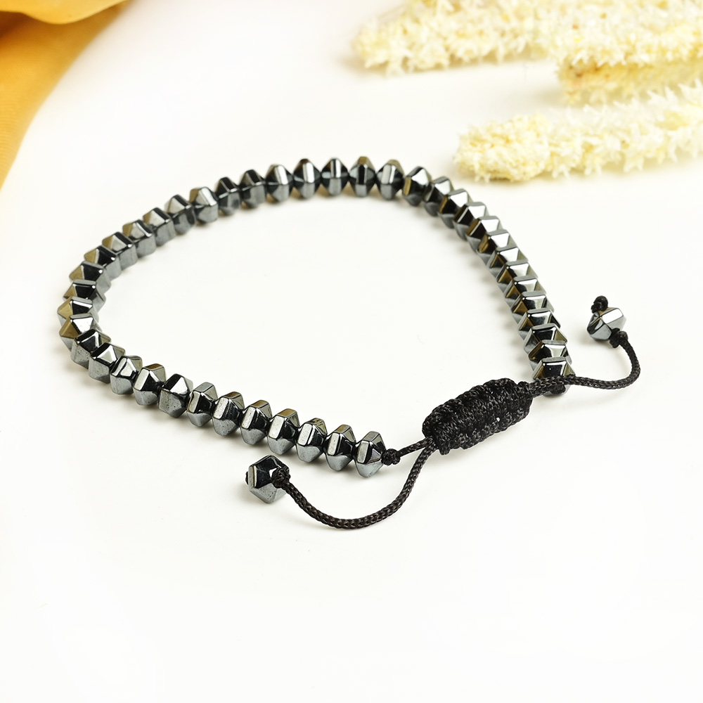 Hematite Hexagonal Beads Adjustable Bracelet