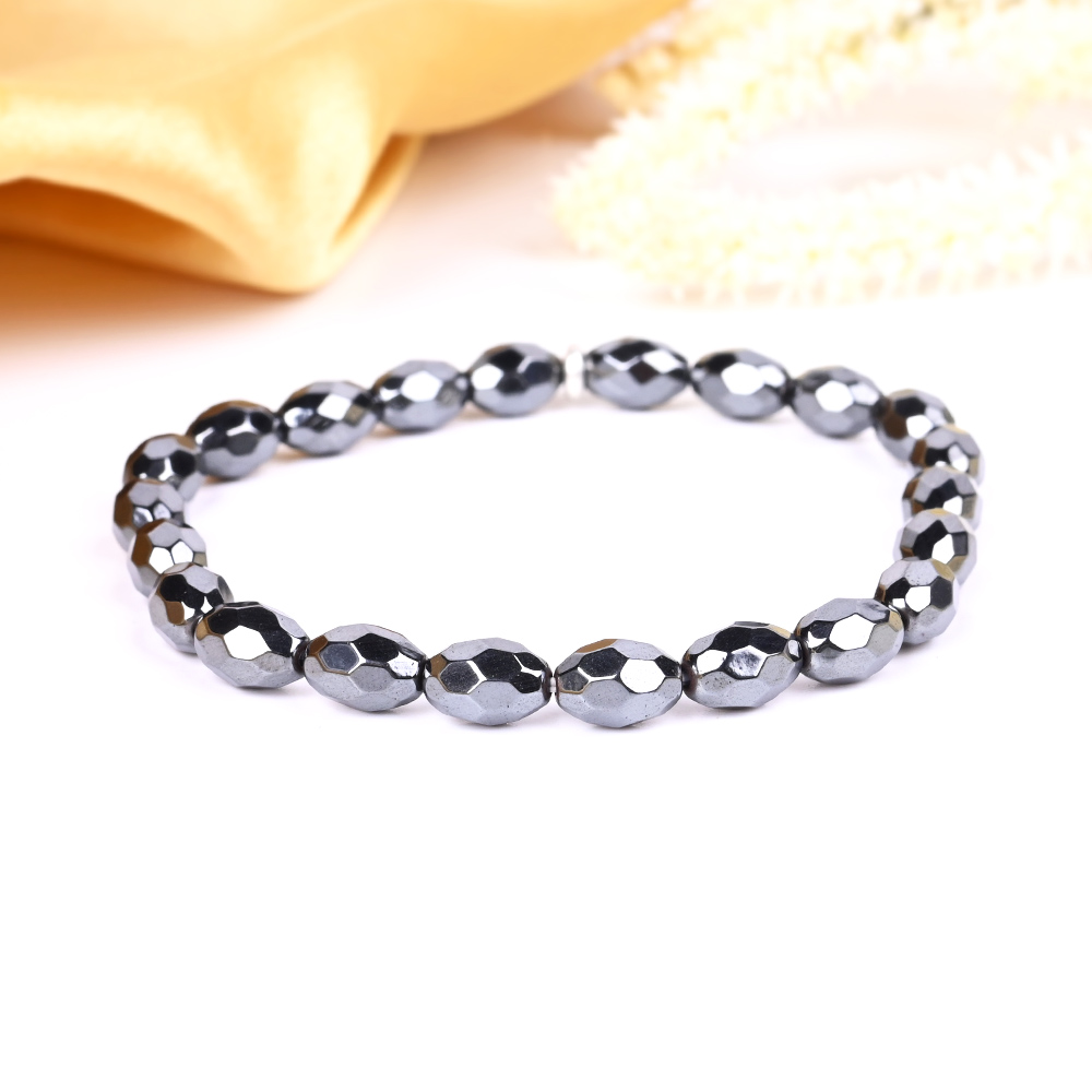 Hematite Faceted Oval Beads Bracelet