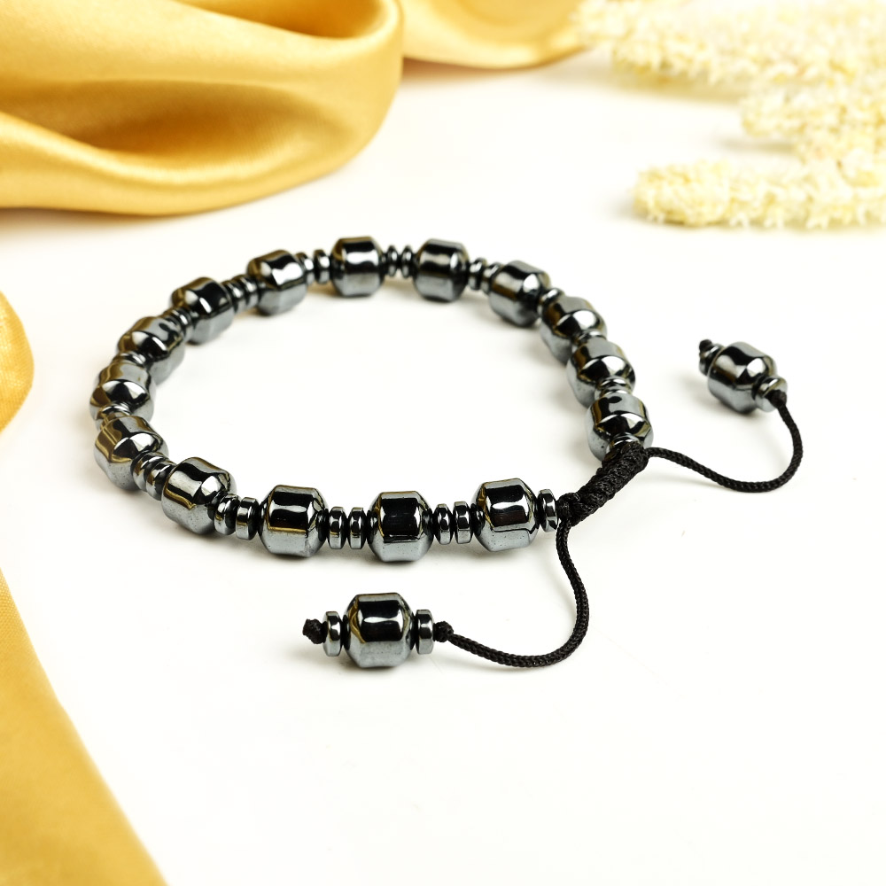 Hematite Cylindrical & Button Beads Bracelet