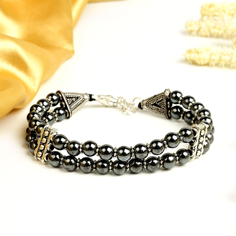 Hematite Double Layer Designer Bracelet - 6 mm