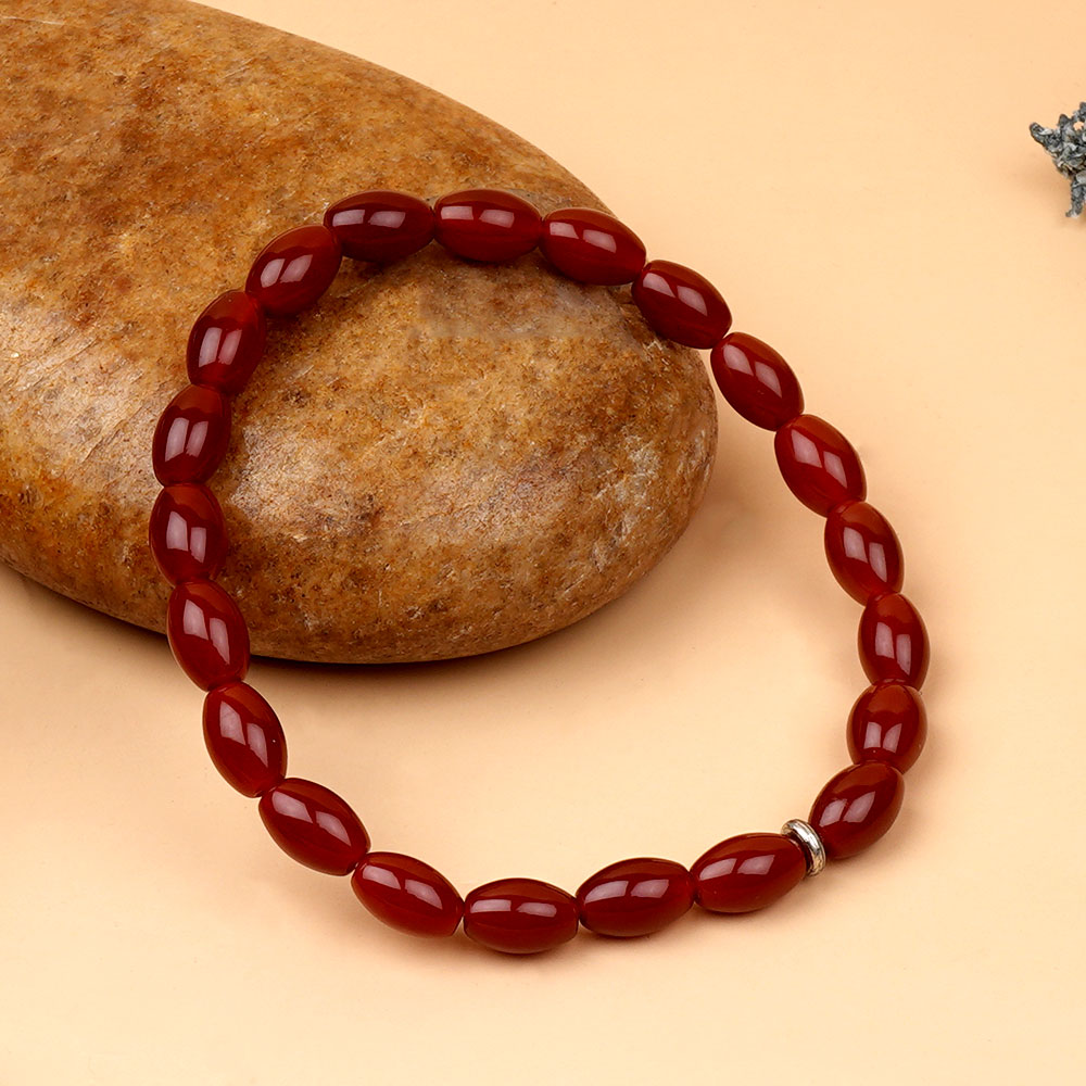 Red Carnelian Oval Beads Bracelet