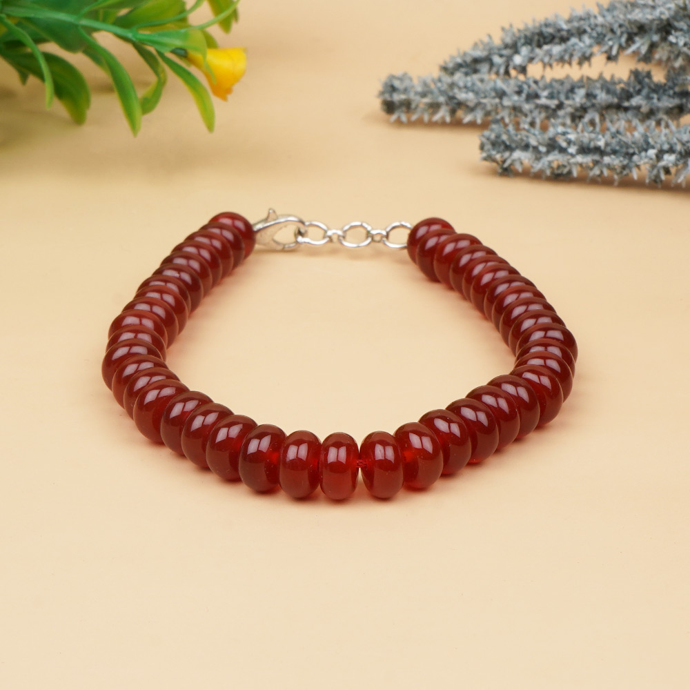 Red Carnelian Elliptical Beads Bracelet