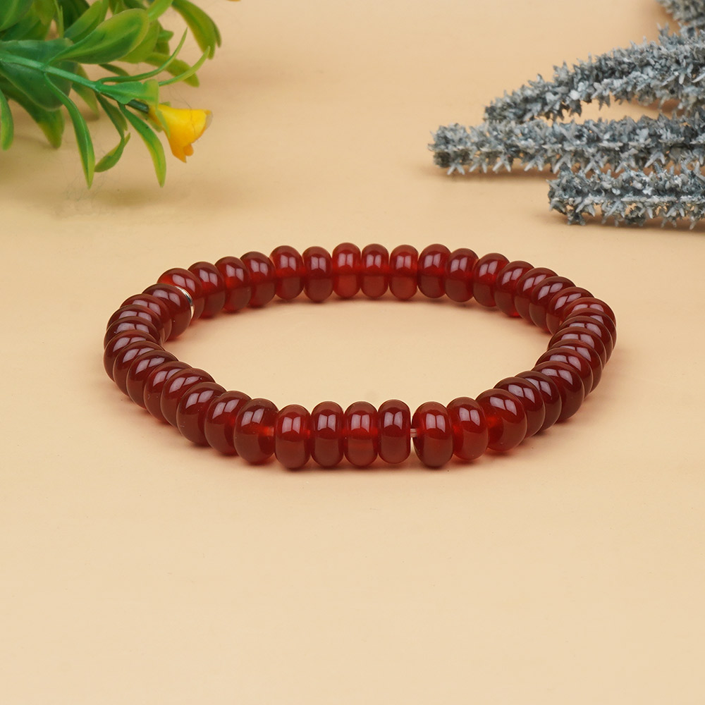 Red Carnelian Elliptical Beads Bracelet