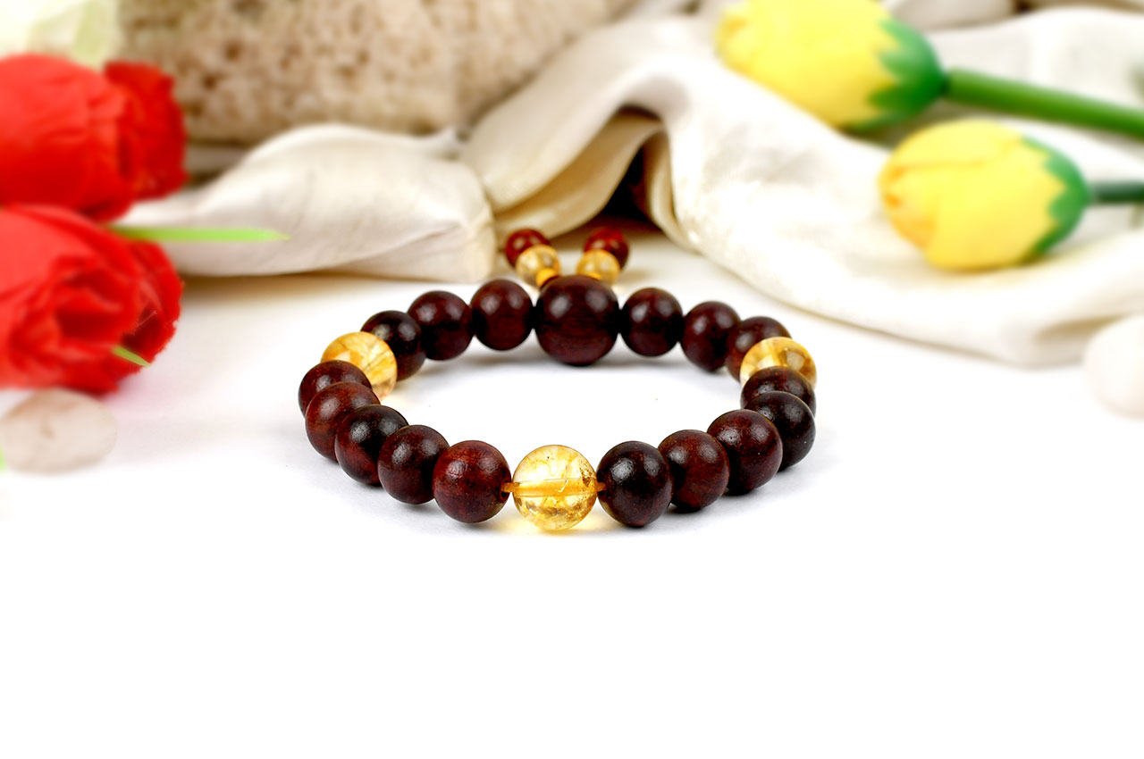 Red Sandalwood and Yellow Citrine Bracelets