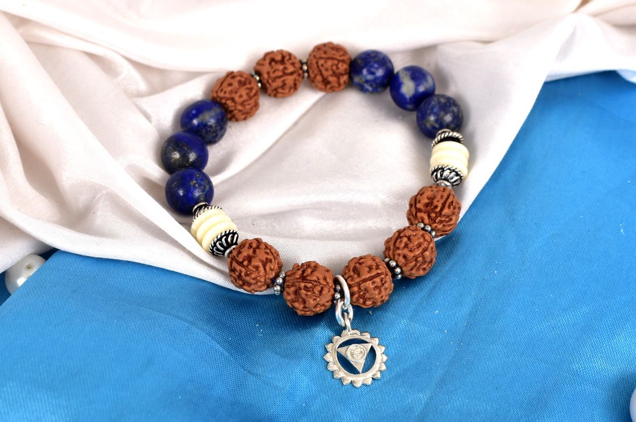 4 Mukhi Rudraksha and Lapis Lazuli Bracelet-II