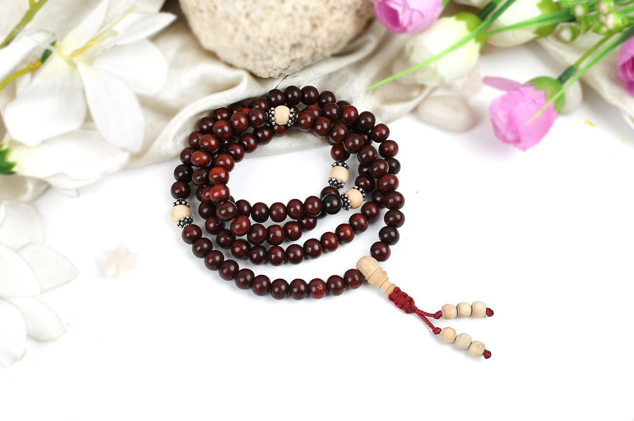 Red Sandal and Tulsi beads Mala