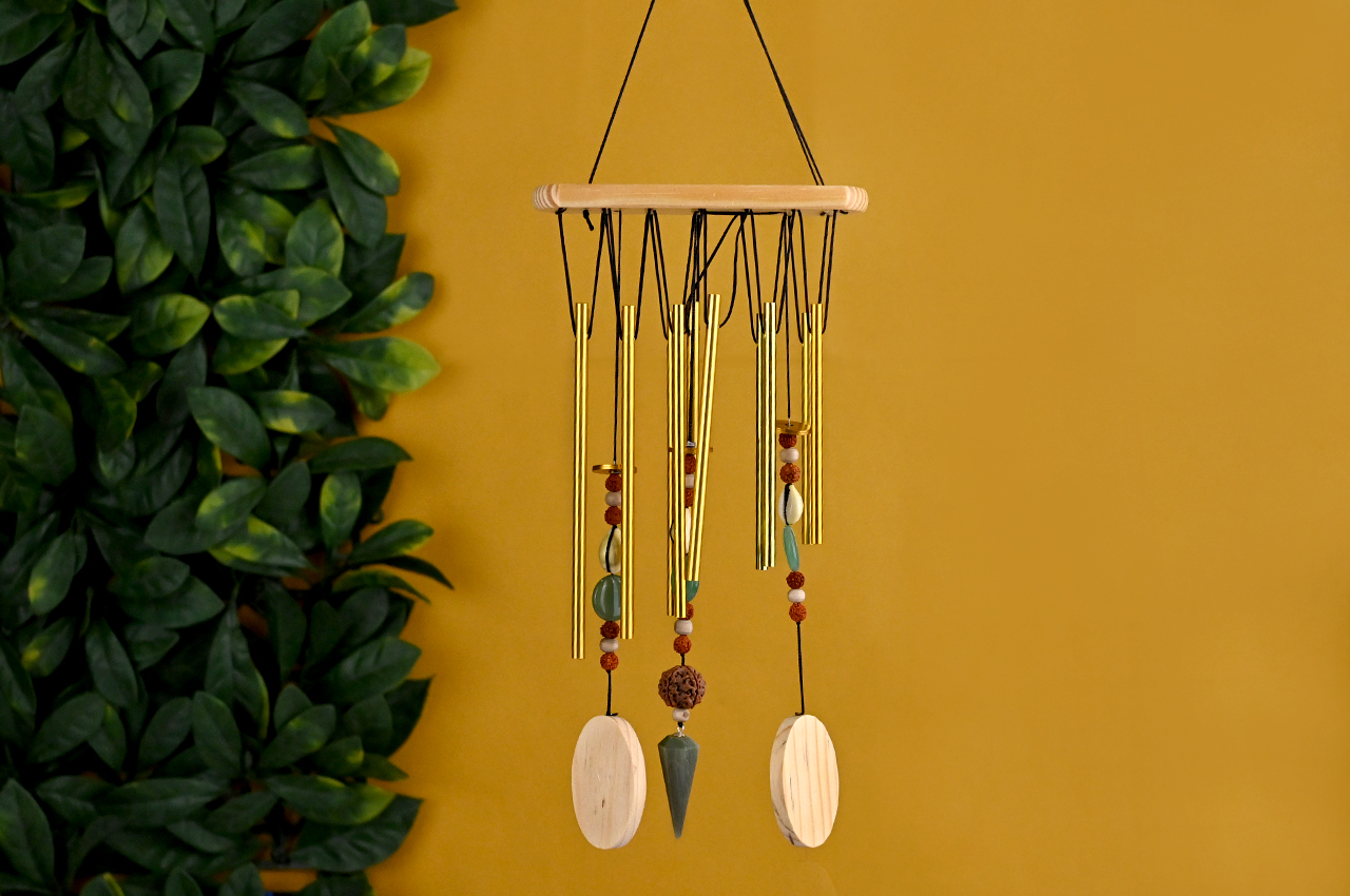 5 Mukhi Green Jade Cowry Wind Chime For Good Health