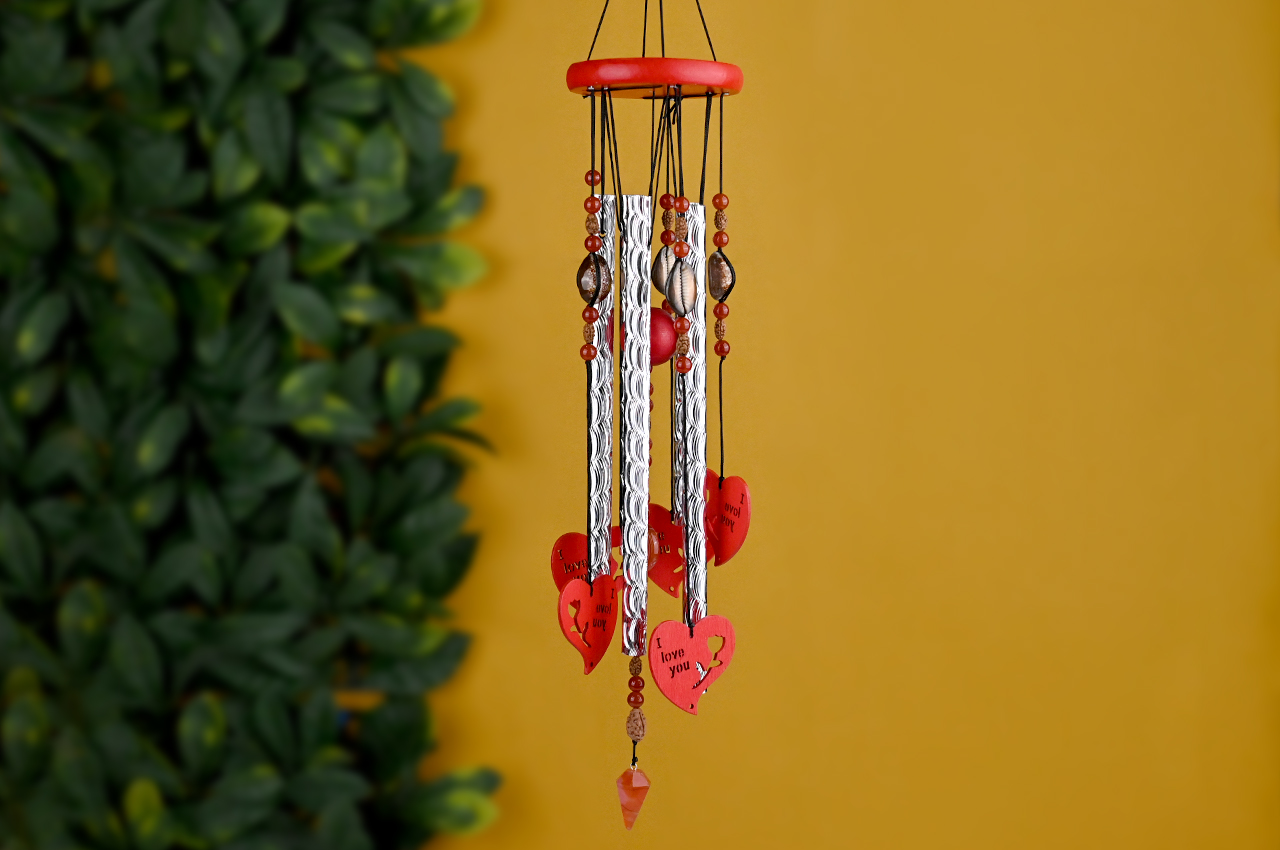 2 Mukhi Carnelian Tiger Cowry Wind Chime For Harmony