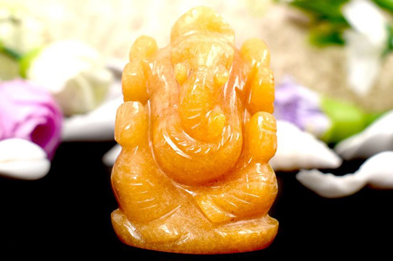 Ganesha In Yellow Jade - 89 gms