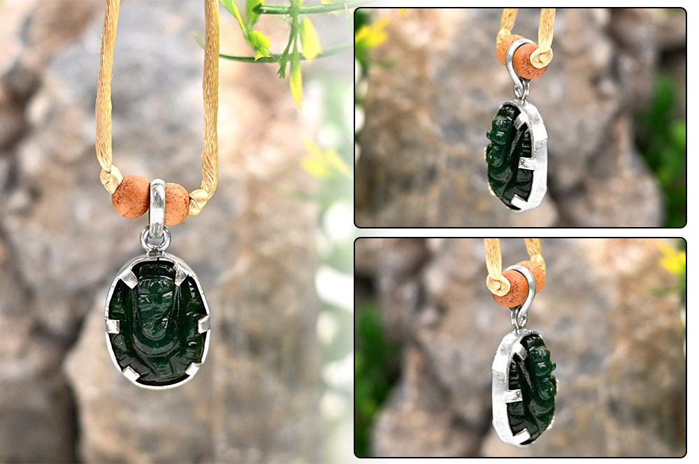 Ganesh Locket in Gemstones