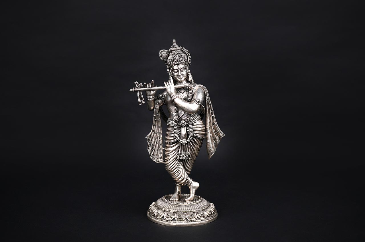 Krishna With Bansuri (Flute) 925 Sterling Silver Idol