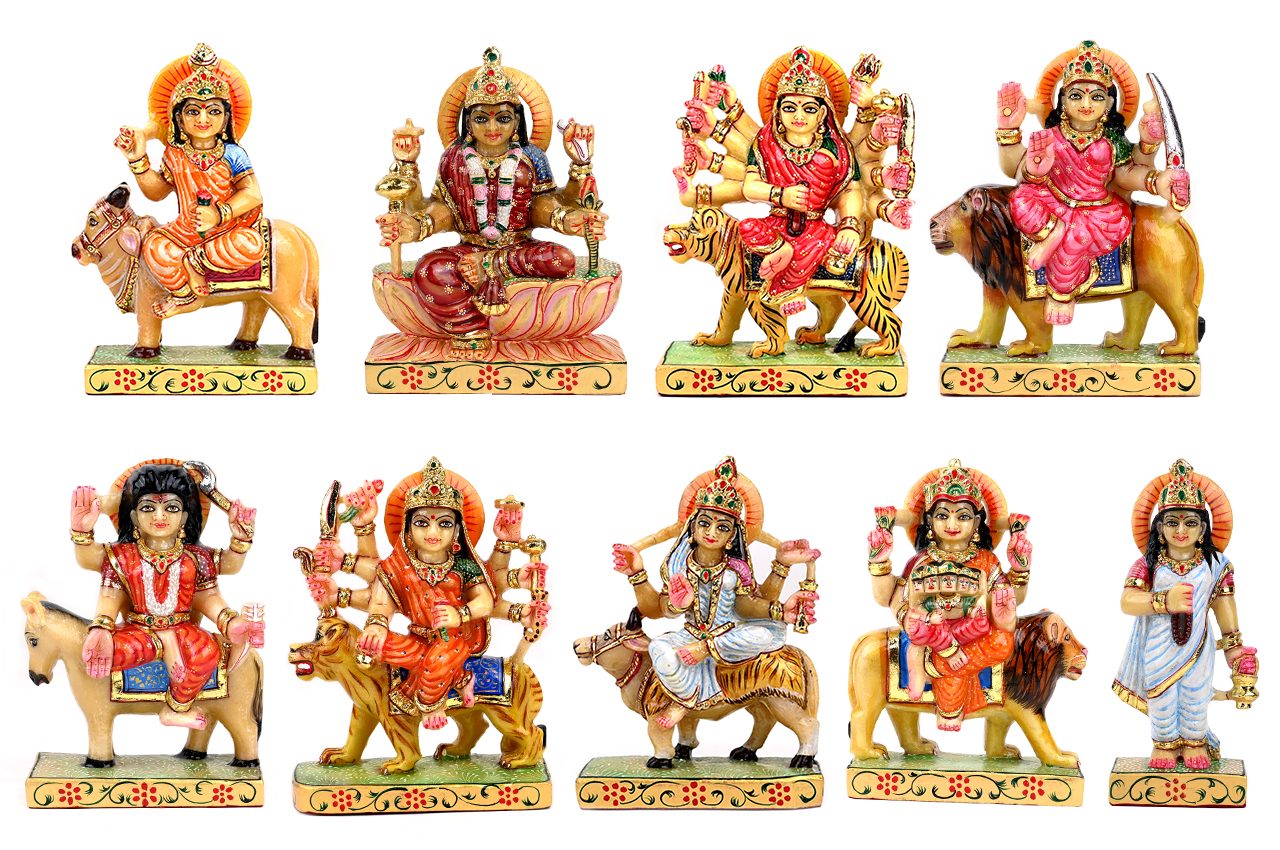 Navdurga Yellow Aventurine Gemstone Set of 9 Idols